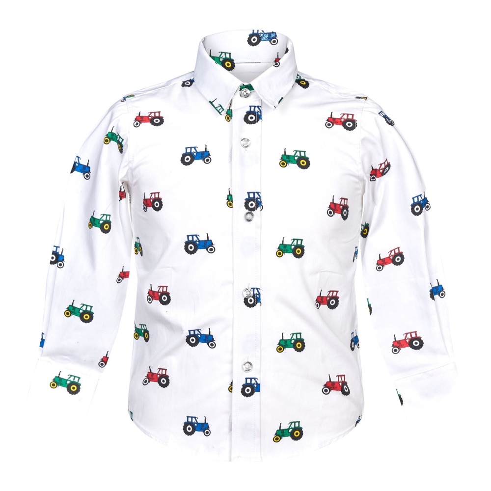 New with tags hazy blue tractor button down size 5-6 years